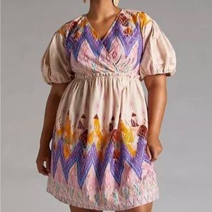 Anthropologie Plus Abstract Embroidered Mini Dress size 1X